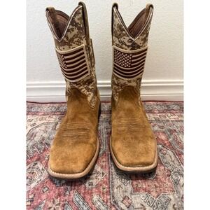 Ariat Sport Patriot Mens 7.5 D Digital Camo American Flag Western Boots 100199